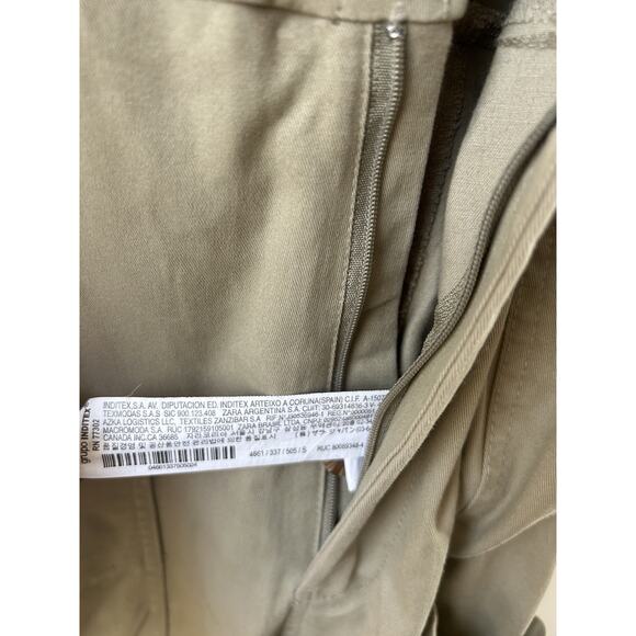 Zara Long Tan Cargo Jumpsuit Cotton Small Missing Belt 4661/337 Utility Chore - Picture 16 of 16